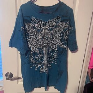Affliction Blue Angelic Cross  Tee